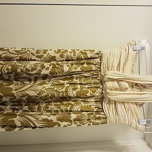 Gold & cream long strapless halter dress or no hal